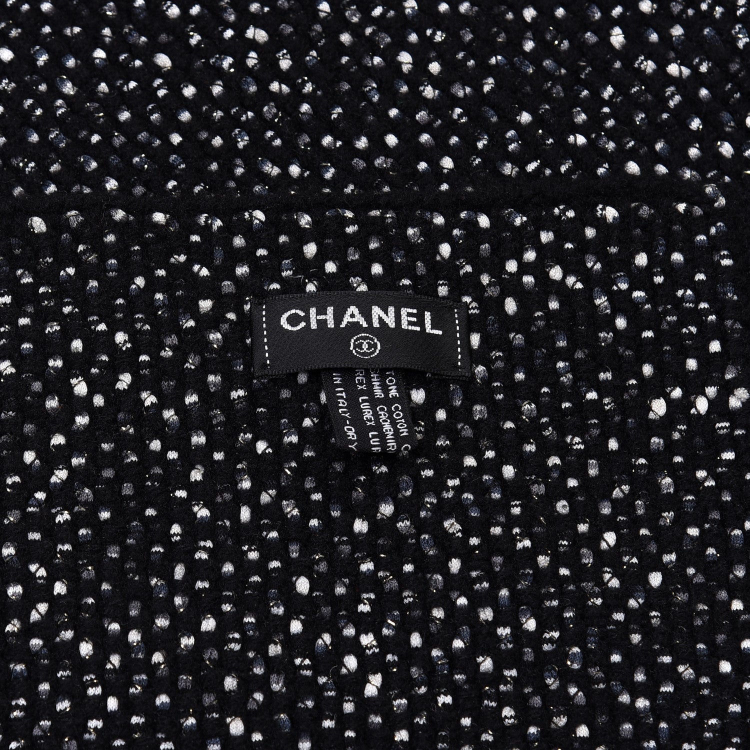 Chanel Cotton Cashmere CC Scarf Black 4 of 4