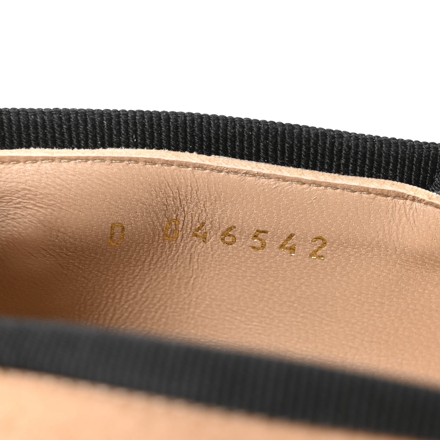 Suede Kidskin Grosgrain Mary Jane Flats 38 Beige Black