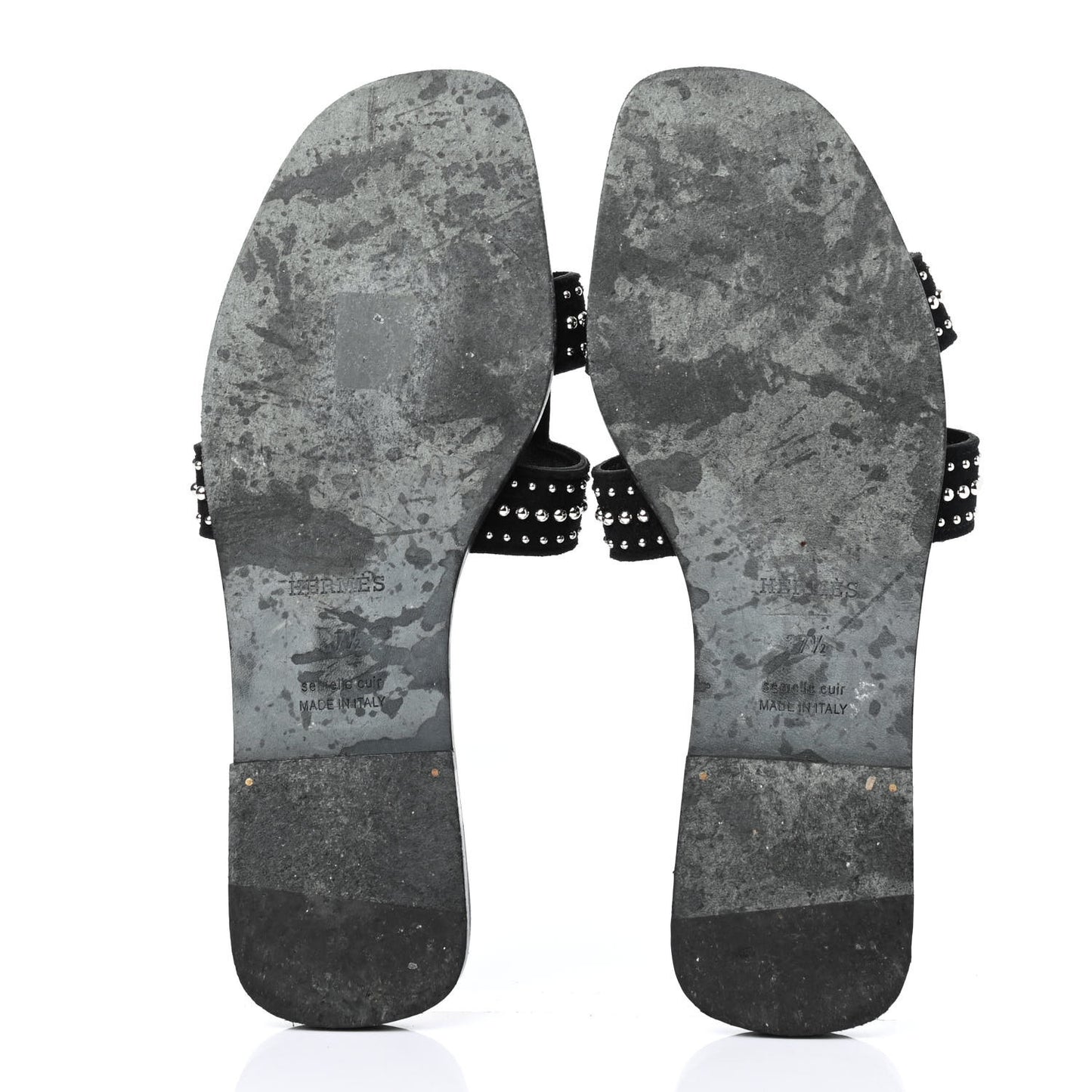 Suede Goatskin Studded Oran Sandals 37.5 Black