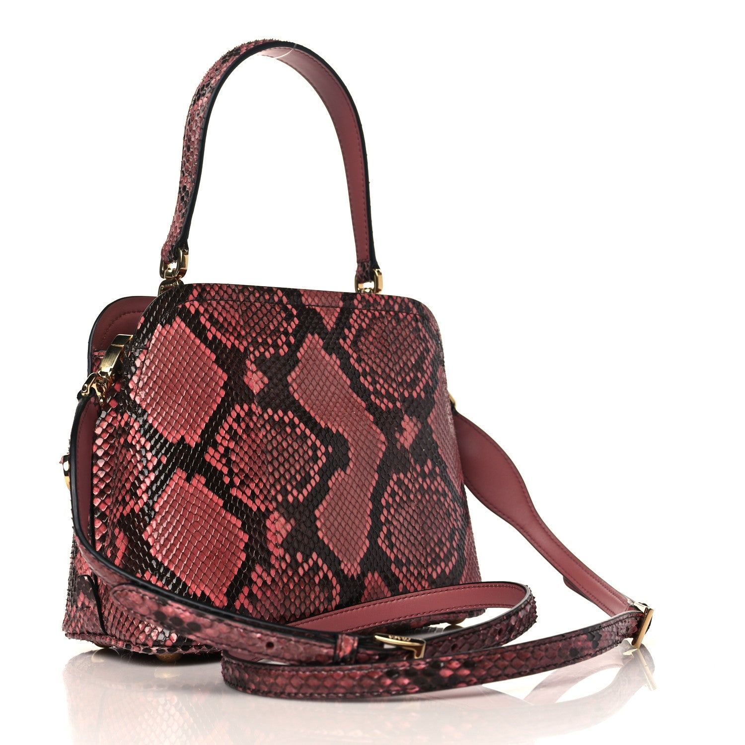 Prada Snakeskin Micro Matinee Tote Burgundy 3 of 8
