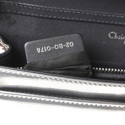 Christian Dior Metallic Patent Micro-Cannage Diorama Wallet on Chain Pouch Silver 7 of 10
