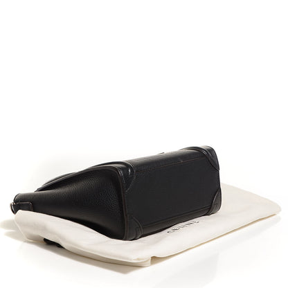Celine Drummed Calfskin Nano Luggage Black 5 of 9