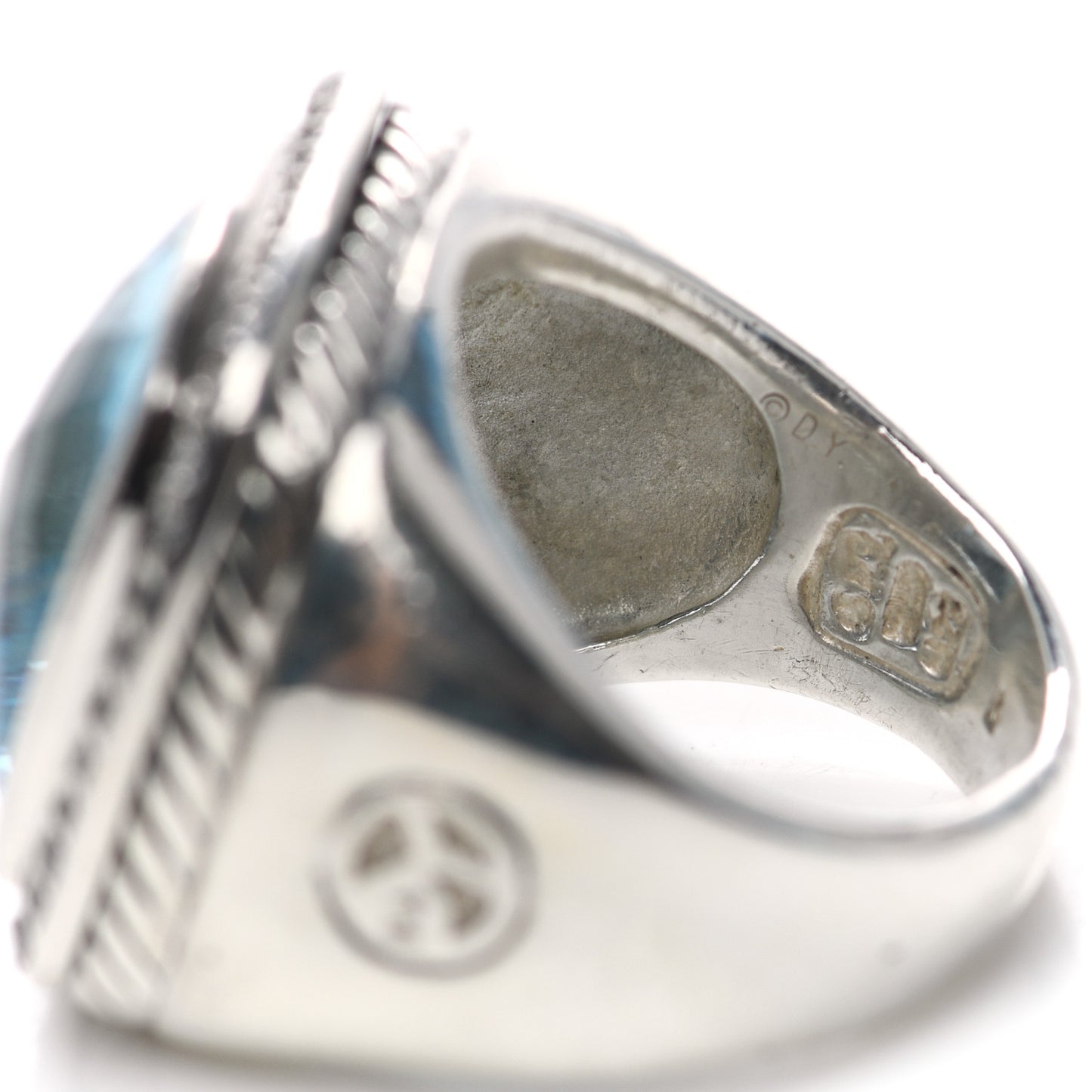 Sterling Silver Diamond Blue Topaz 14mm Albion Ring 53 6.25