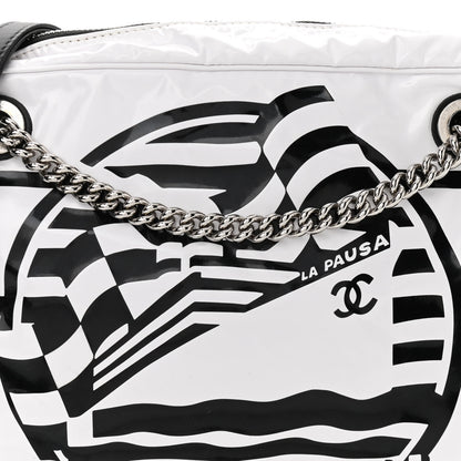 Chanel Vinyl Small La Pausa Camera Case White Black 7 of 9