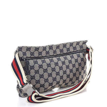 Gucci GG Monogram Web Double Pocket Belt Bag Navy 3 of 10