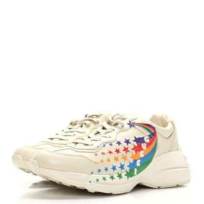 Gucci Calfskin Rainbow Stars Womens Rhyton Sneakers Mystic White 40.5 Multicolor 3 of 7