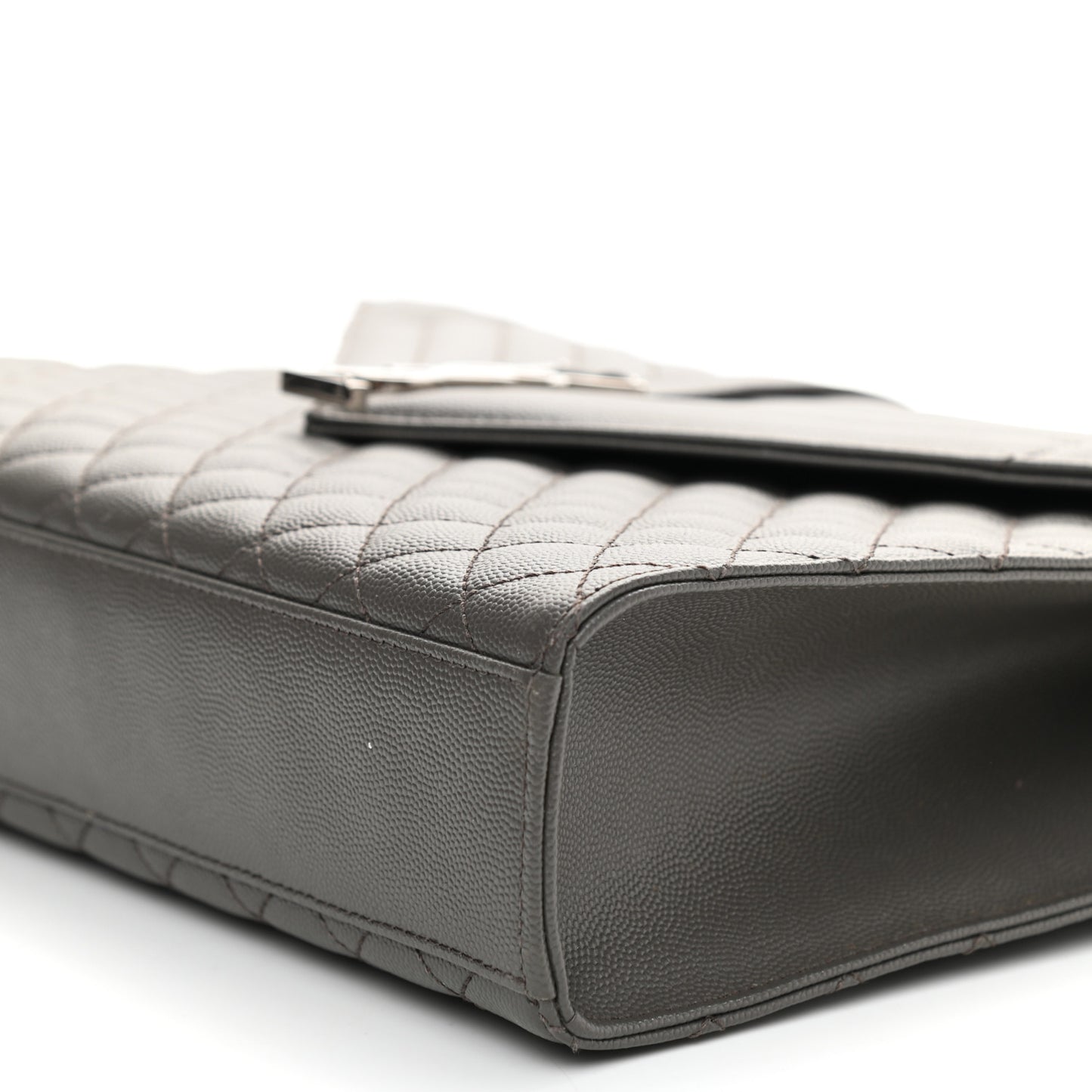 Grain De Poudre Textured Mixed Matelasse Large Triquilt Monogram Satchel Earth