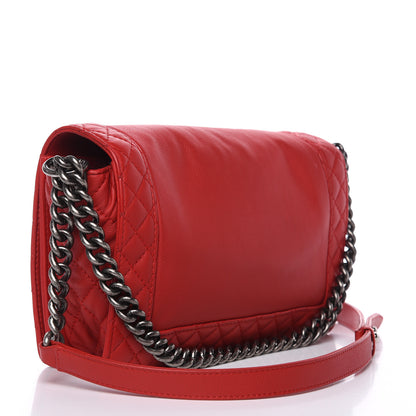 Chanel Calfskin New Medium Boy Reverso Flap Red 3 of 12