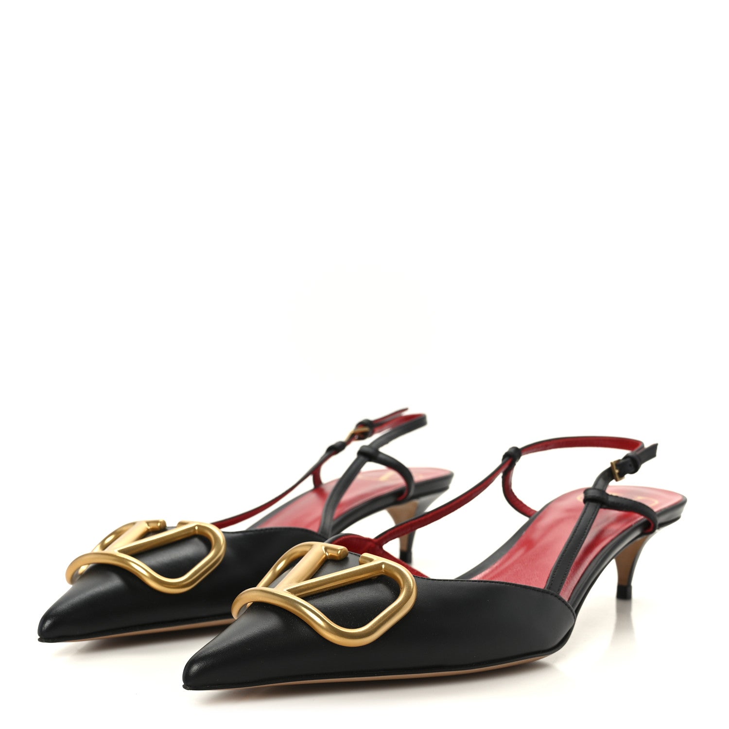 Valentino Garavani Calfskin Tonal Vlogo Slingback Pumps 37.5 Black 4 of 8