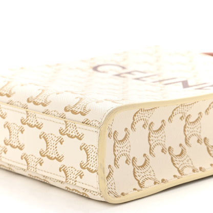 Celine Triomphe Canvas Calfskin Mini Vertical Cabas White 8 of 9