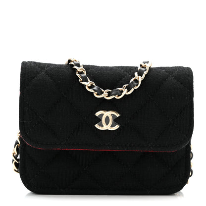 Chanel Jersey Quilted Micro Mini Flap Black 1 of 10