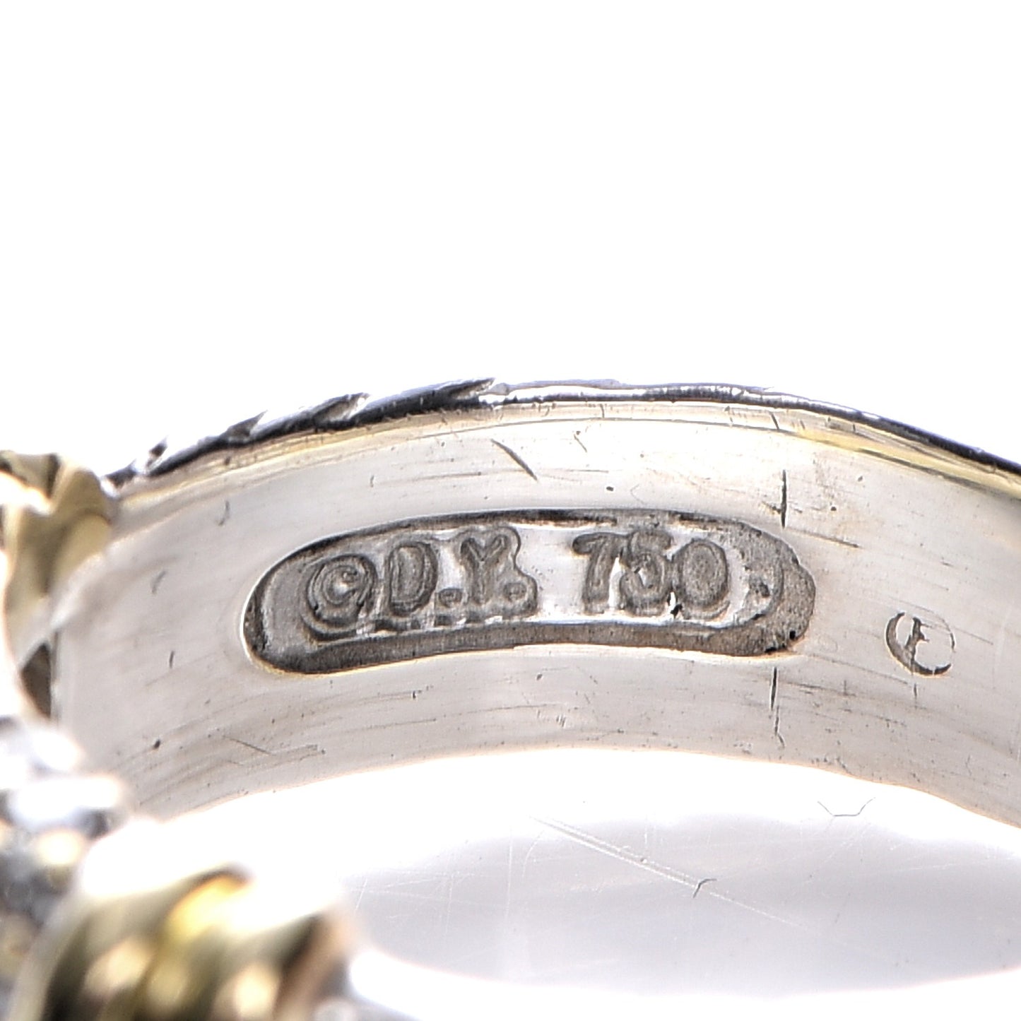 Sterling Silver 18K Yellow Gold Diamond 8mm Metro Cable Ring 51.5 6