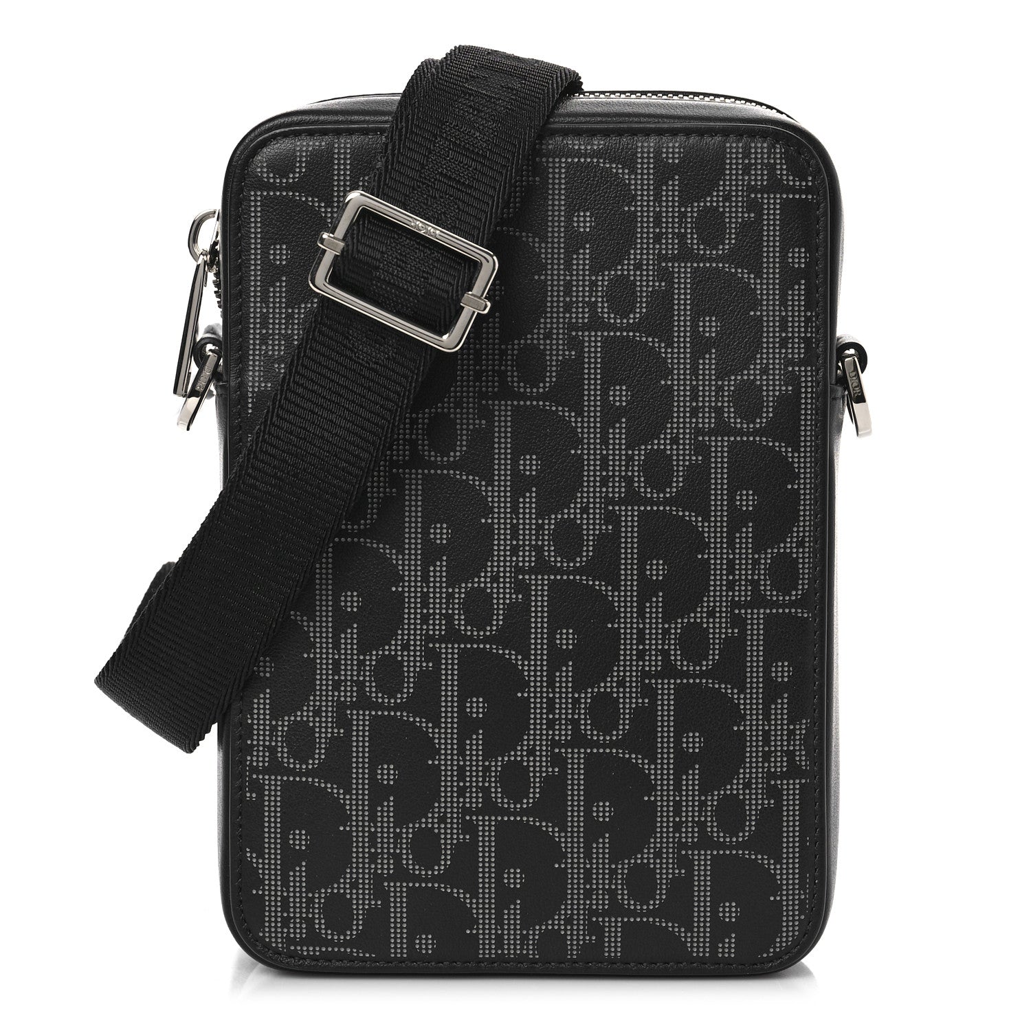 Christian Dior Calfskin Oblique Galaxy Perforated World Tour Messenger Pouch Black 1 of 8