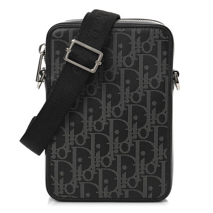 Christian Dior Calfskin Oblique Galaxy Perforated World Tour Messenger Pouch Black 1 of 8
