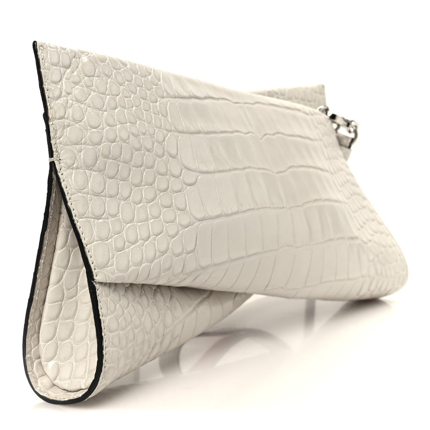Loubitwist Crocodile Embossed Clutch White