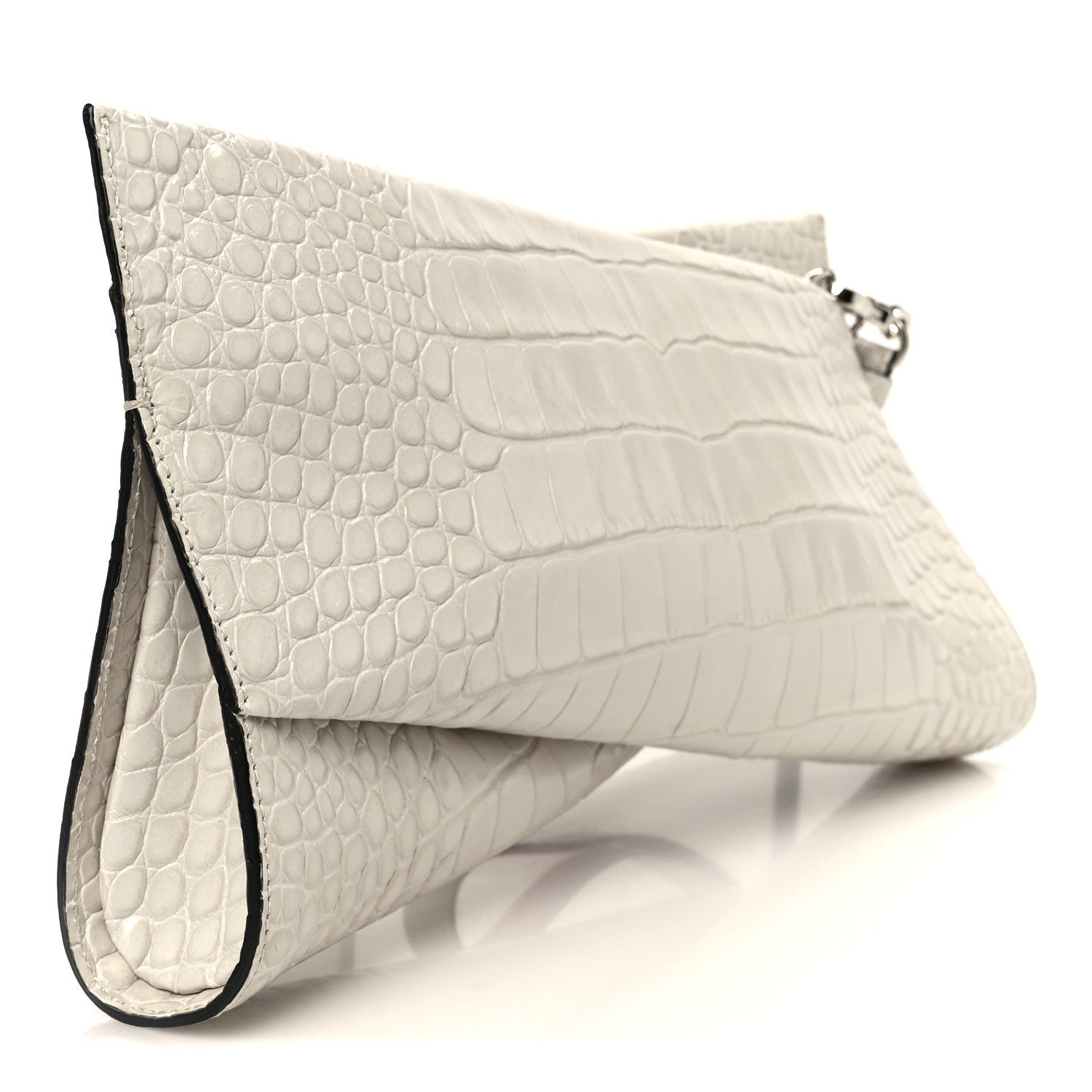 Christian Louboutin Loubitwist Crocodile Embossed Clutch White 3 of 7