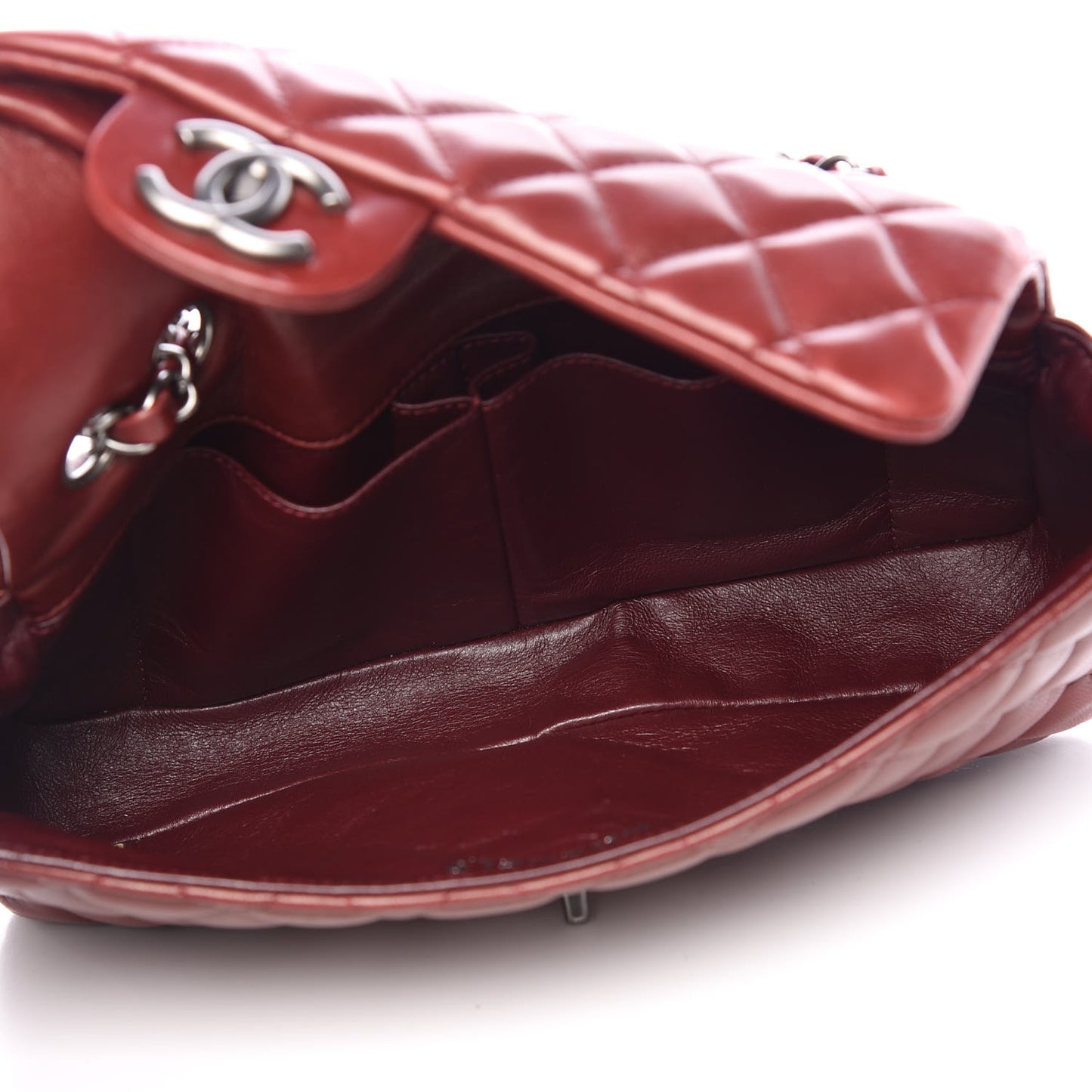 Lambskin Quilted East West Flap Dark Red