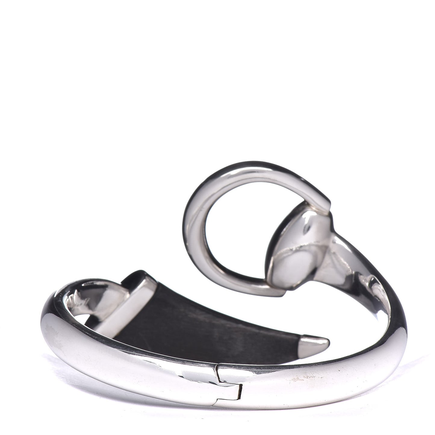 Sterling Silver Black Horn Horsebit Bangle Bracelet