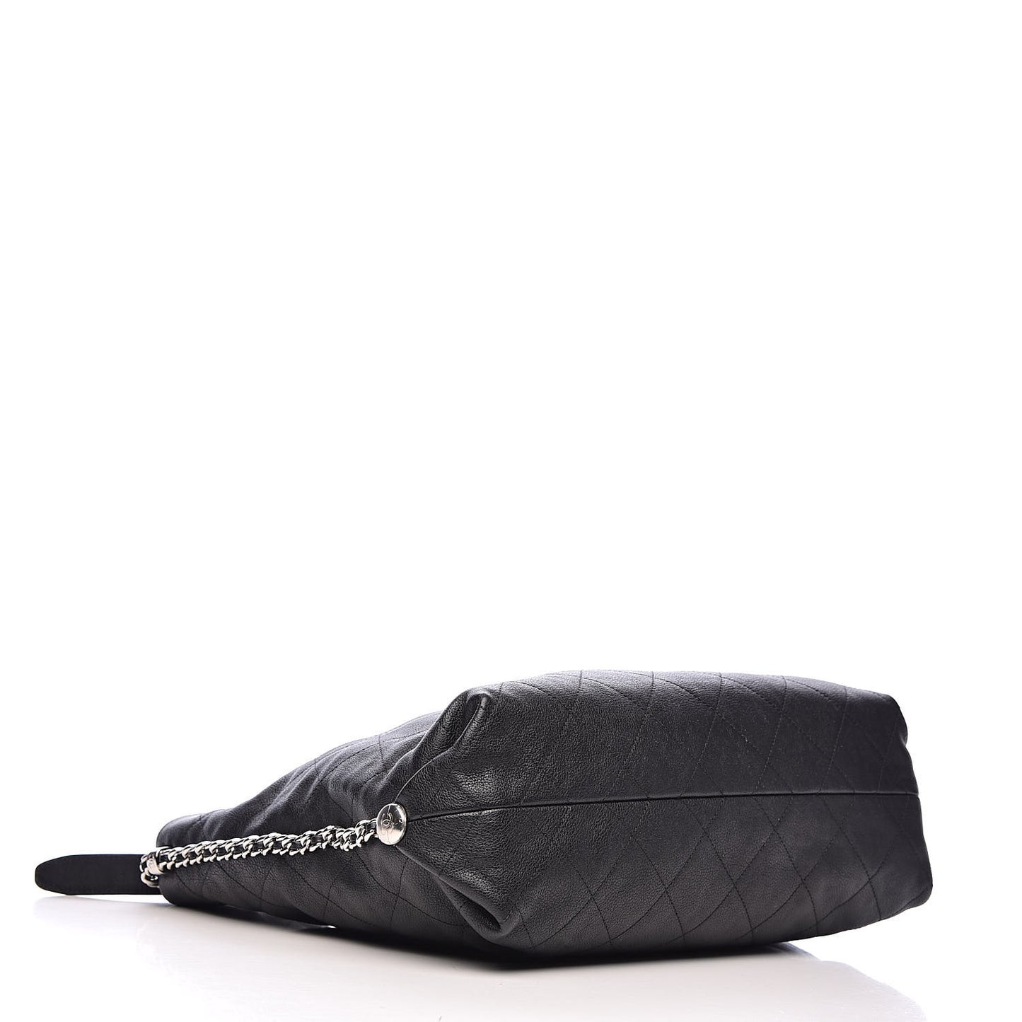 Grained Calfskin Stitched Medium Braided With Style Hobo Black