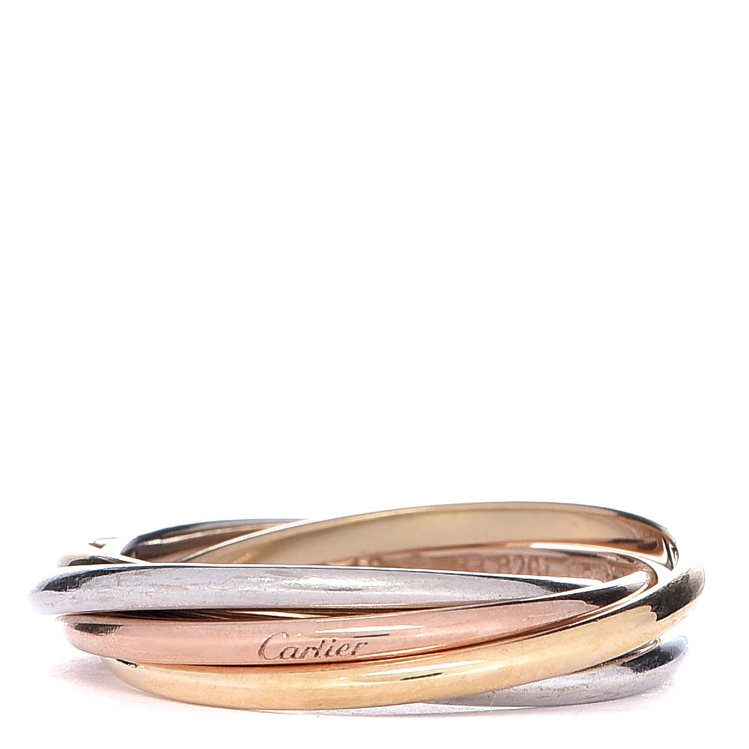 Cartier 18K Pink White Yellow Gold 5 Band Trinity Ring 48 4.5 1 of 4