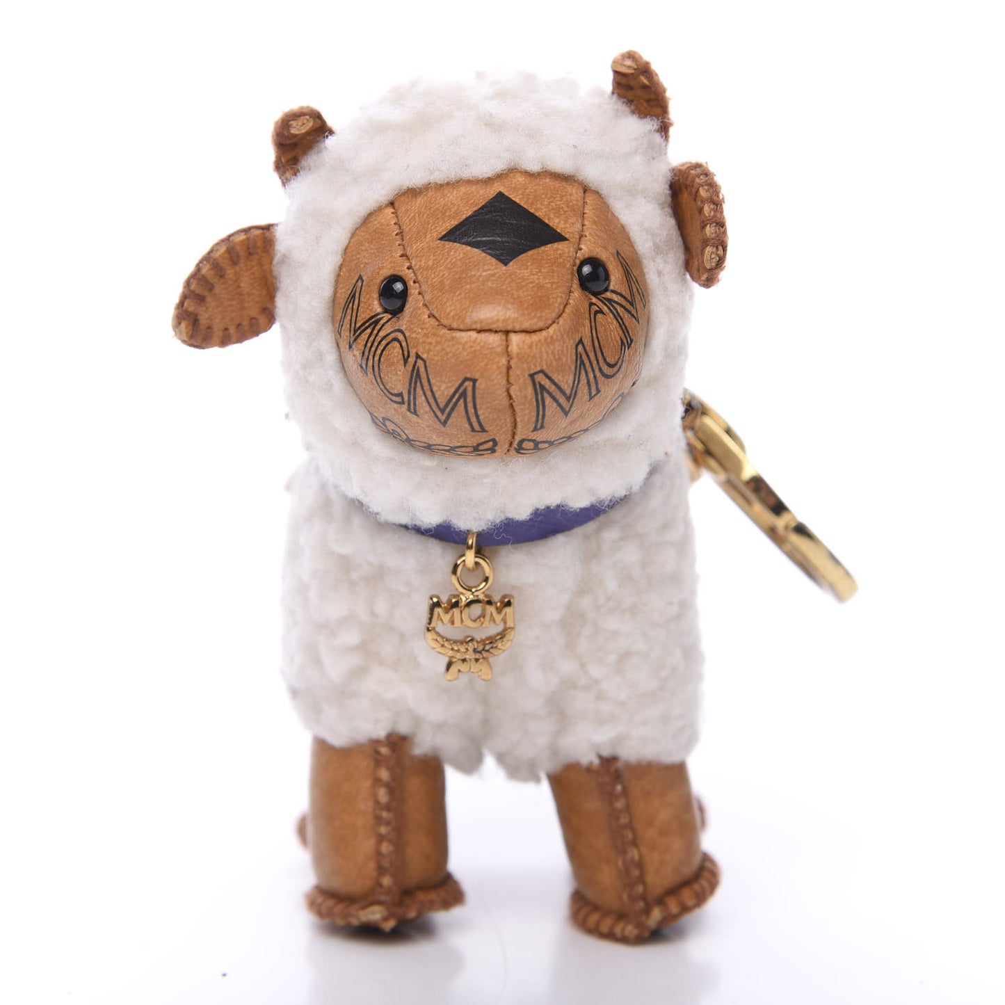 Visetos Sheep Key Ring Bag Charm Cognac