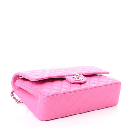 Chanel Lambskin Quilted Medium Double Flap Neon Pink 4 of 9