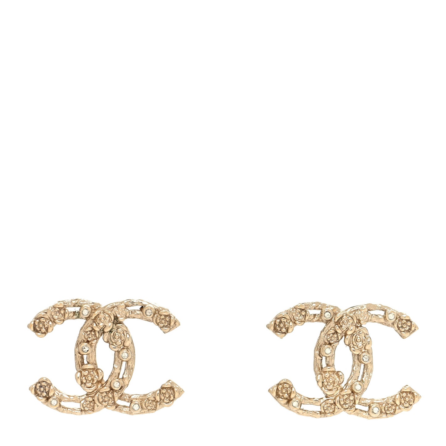 Crystal CC Camellia Earrings Gold