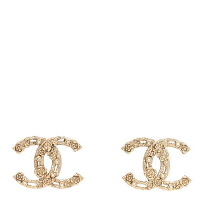 Chanel Crystal CC Camellia Earrings Gold 1 of 4