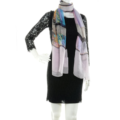 Chanel Silk Par Le Blue By The Blue Train Scarf Light Purple 2 of 5