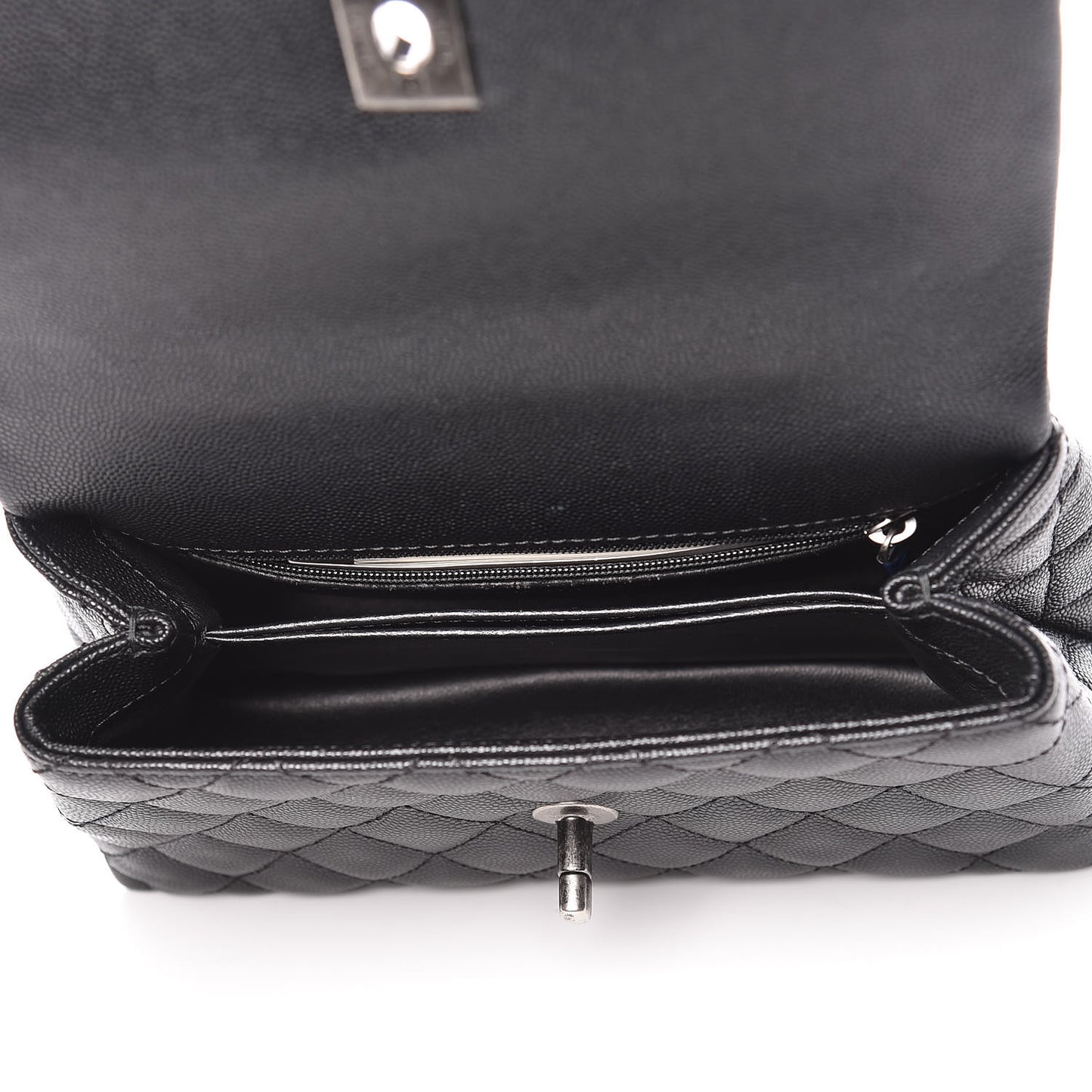 Caviar Lizard Quilted Mini Coco Handle Flap Black