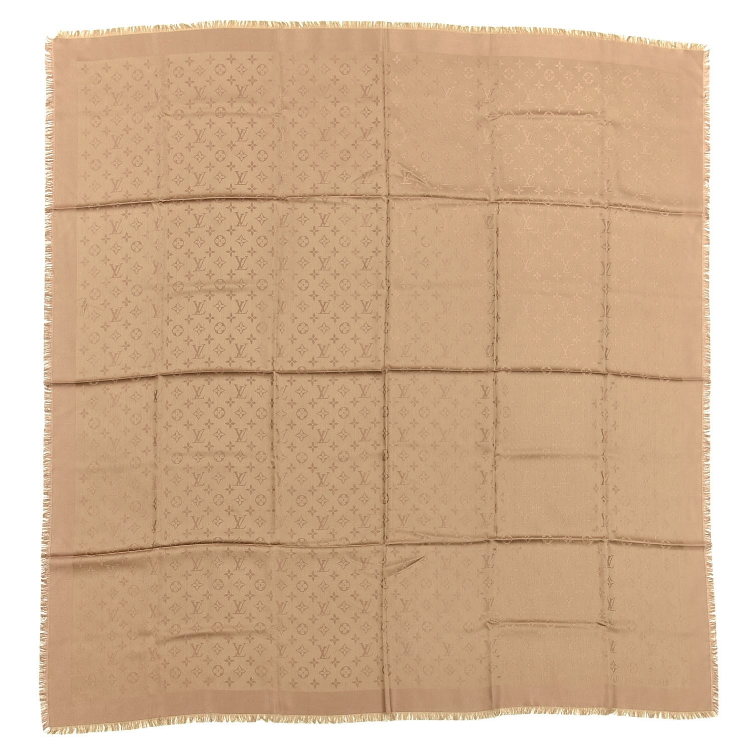 Louis Vuitton Silk Wool Monogram Shine Shawl Cappuccino 1 of 3