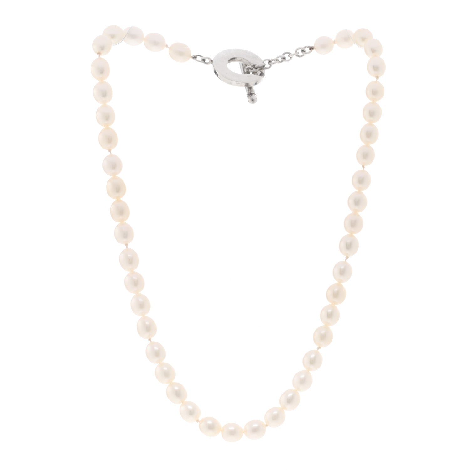 Tiffany Sterling Silver Pearl Strand Toggle Necklace 3 of 4