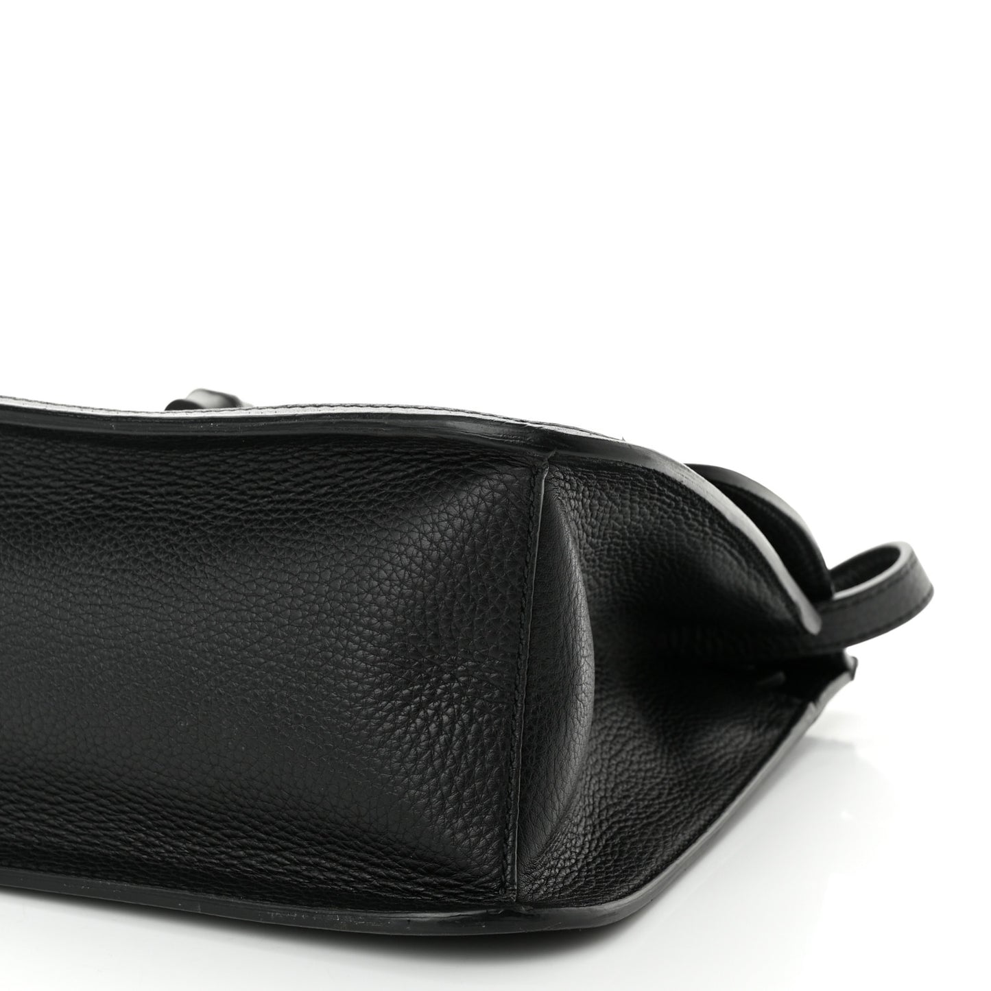 Pebbled Calfskin Medium Bamboo Daily Flap Shoulder Bag Black