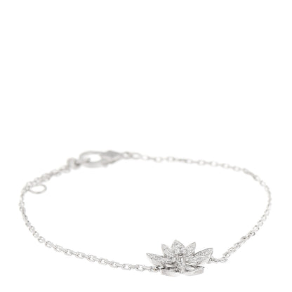 Van Cleef & Arpels 18K White Gold Diamond Mini Lotus Openwork Bracelet 1 of 6