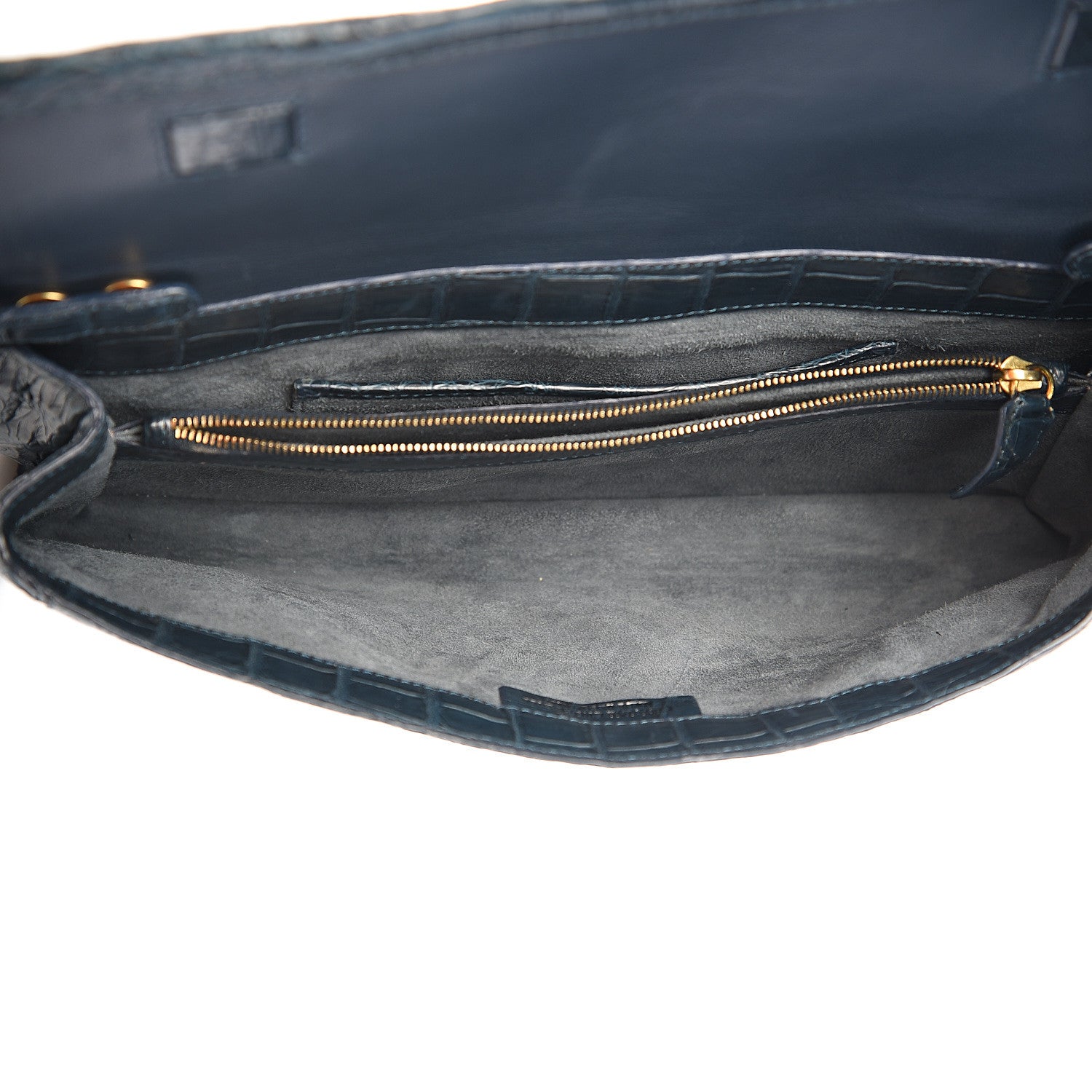 Nancy Gonzalez Crocodile Gotham Flap Clutch Dark Blue 4 of 10