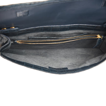 Nancy Gonzalez Crocodile Gotham Flap Clutch Dark Blue 4 of 10