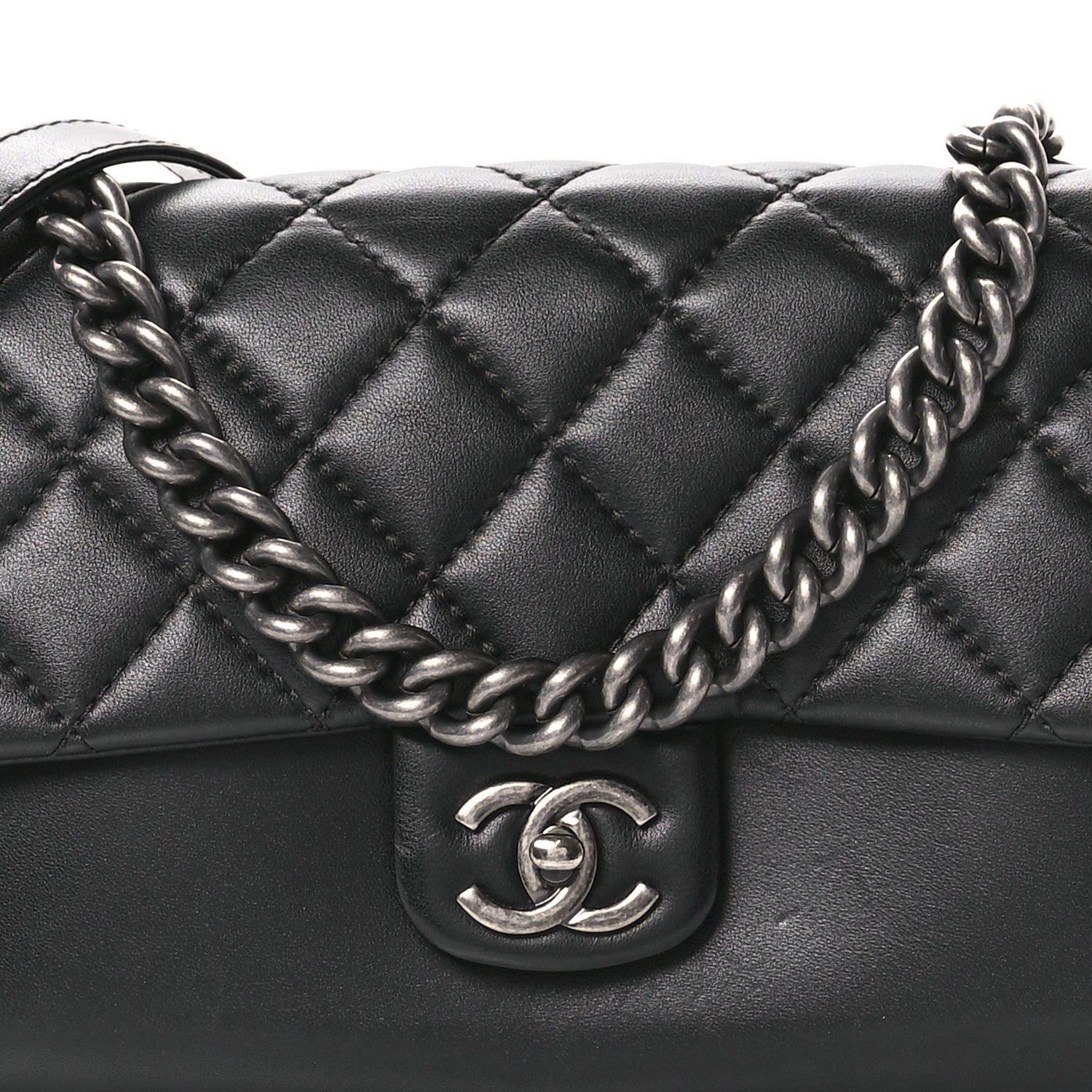 Chanel Calfskin Quilted Large Rock My Shoulder Flap Black 8 of 10