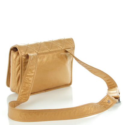 Chanel Aged Calfskin Vintage Ligne Messenger Flap Gold 3 of 7