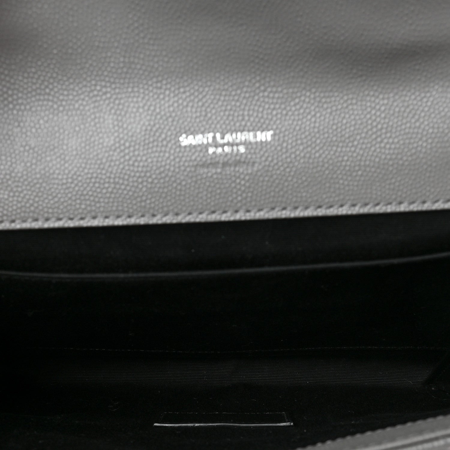 Saint Laurent Grain De Poudre Textured Mixed Matelasse Triquilt Monogram Clutch Storm 4 of 7