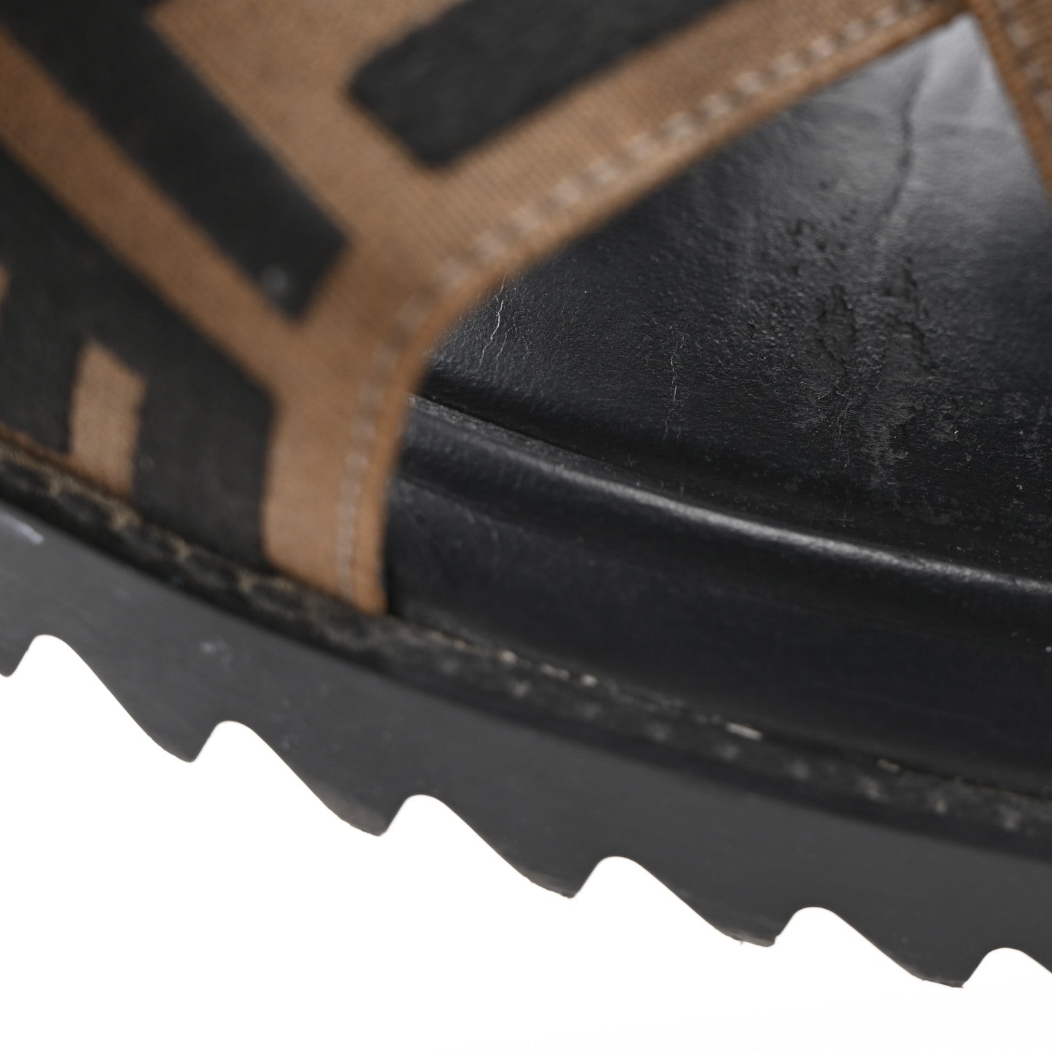Fendi Fabric Rubber Macro FF Embroidered Mens Crisscross Slide Sandals 10 Maya Black 10 of 11