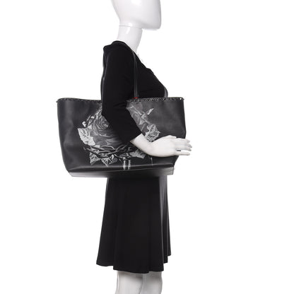 Valentino Garavani X UNDERCOVER Calfskin Print Rockstud Shoulder Tote Black 2 of 9