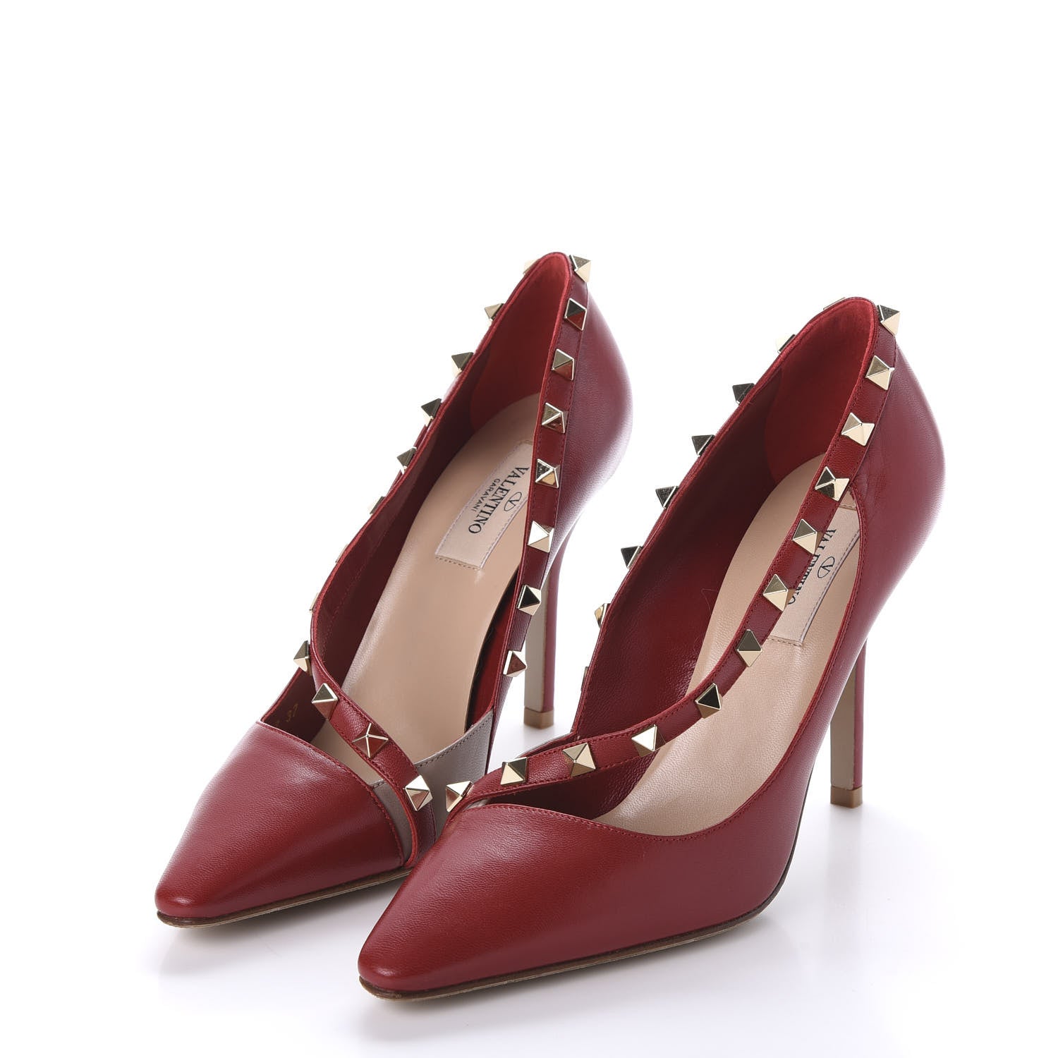 Valentino Garavani Nappa Rockstud Cross Strap D'Orsay 105mm Pumps 37 Red 3 of 9