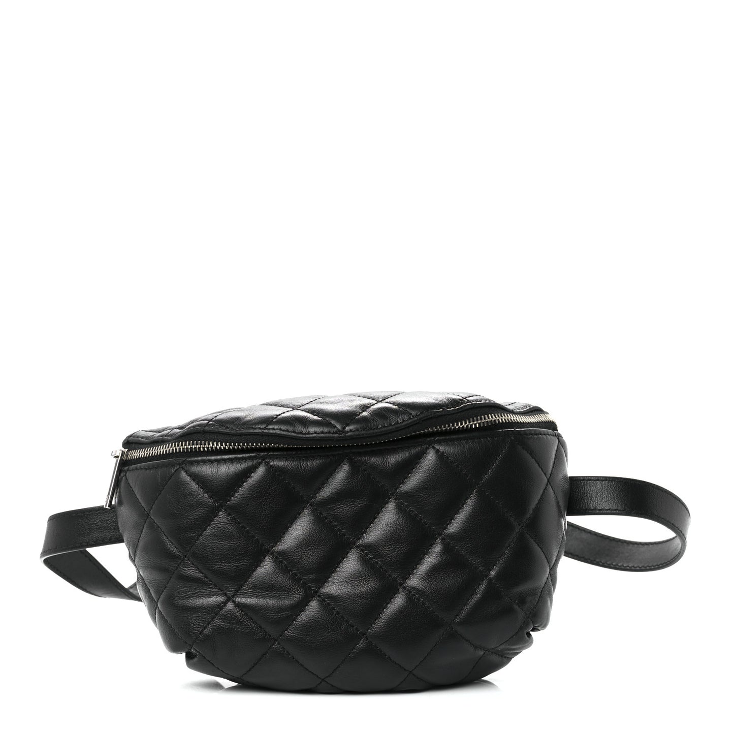 Calfskin Quilted Waist Belt Bag Black