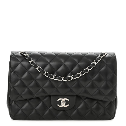 Chanel Lambskin Quilted Jumbo Double Flap Black 1 of 15