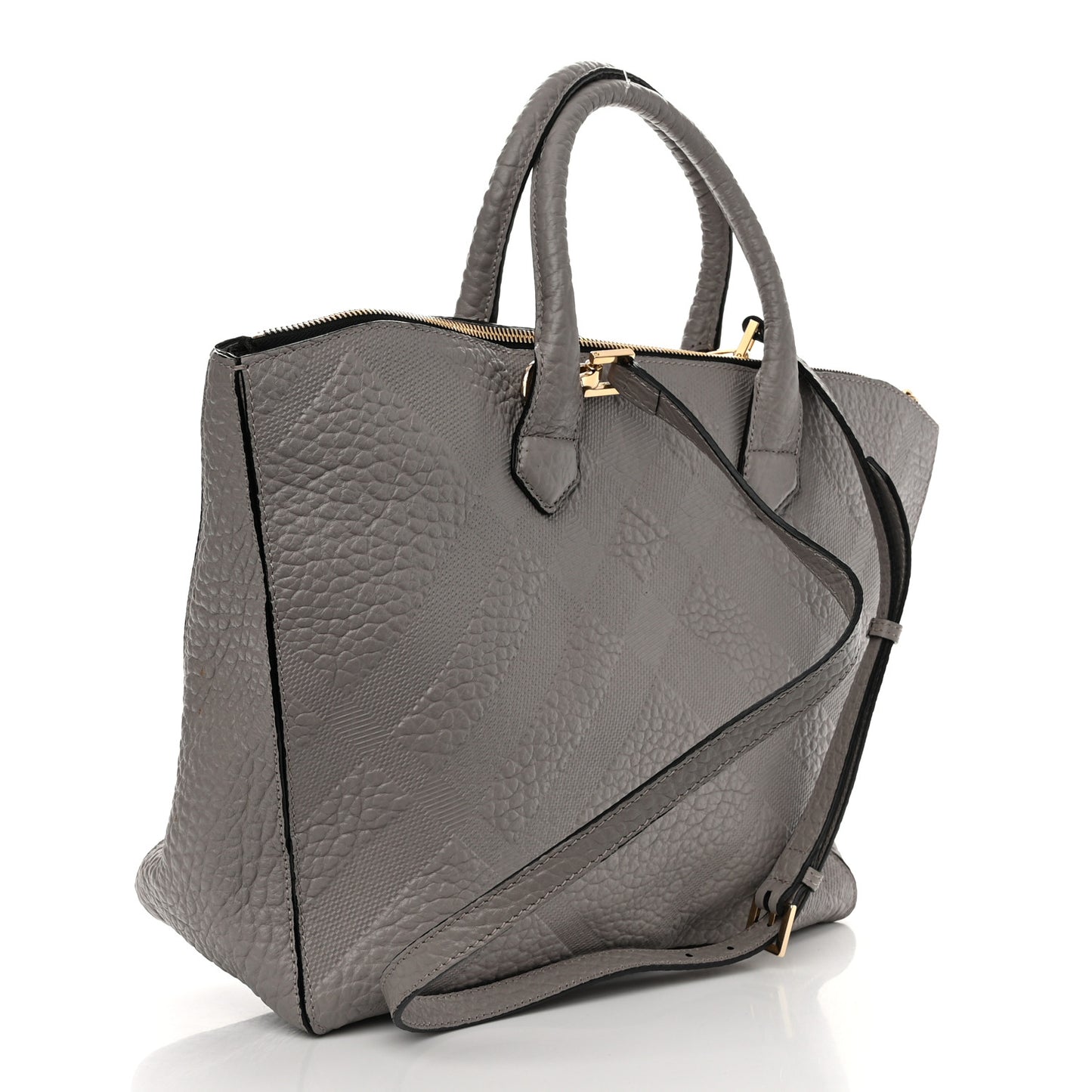 Heritage Grain Check Embossed Medium Dewsbury Tote Pale Grey