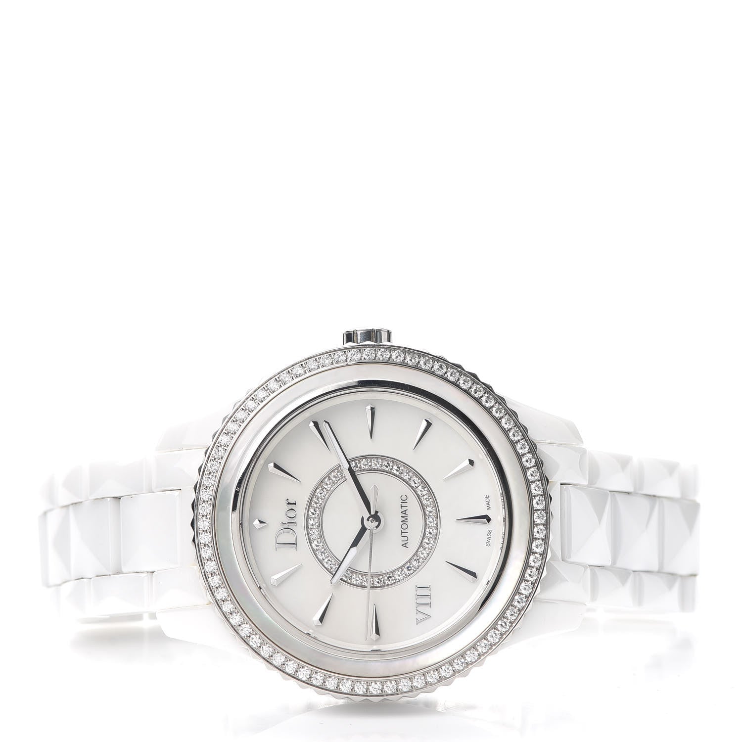 Christian Dior Stainless Steel Ceramic Diamond Bezel Mother of Pearl 38mm Dior VIII Automatic Watch White 2 of 6