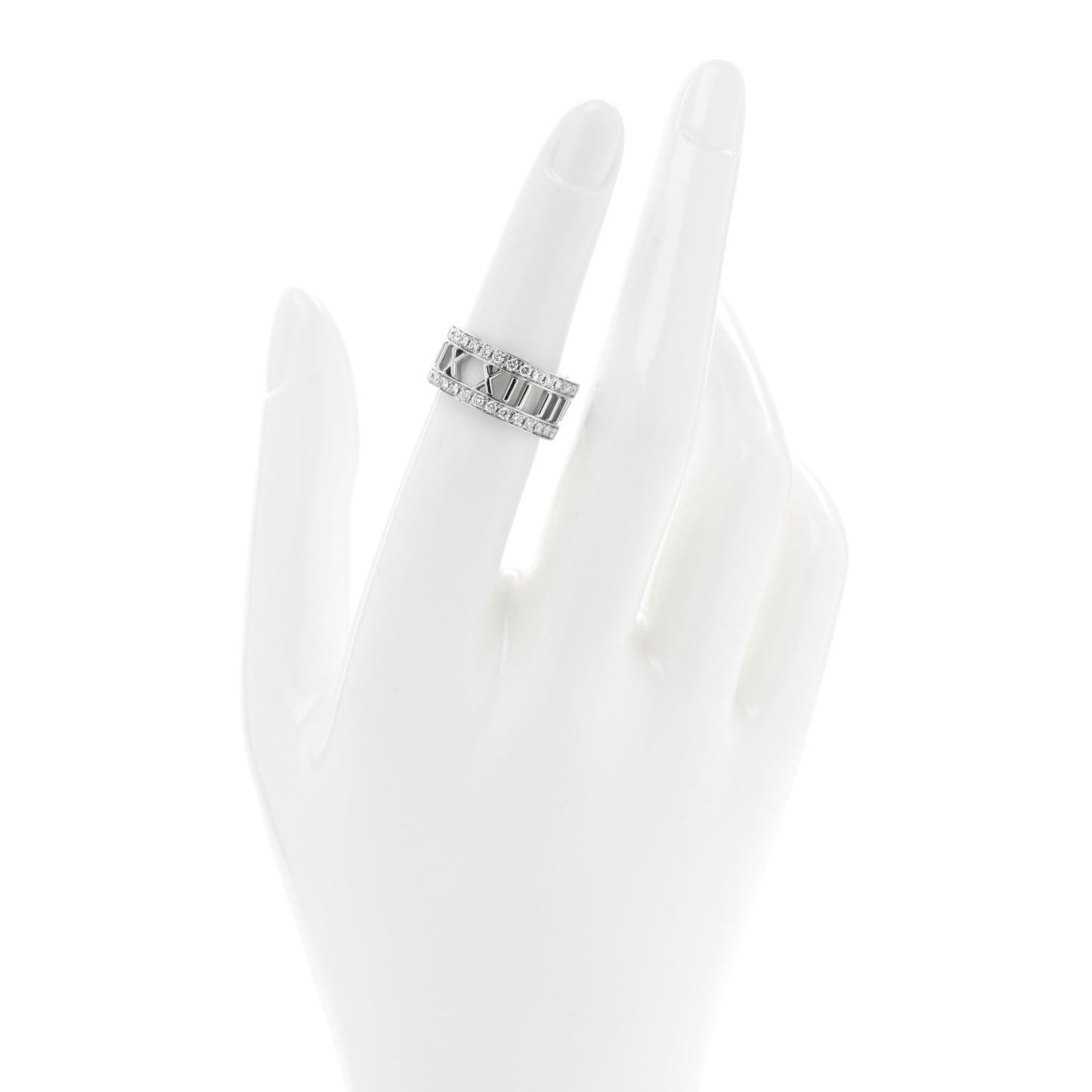 18K White Gold Diamond Wide Atlas Open Ring 52 6