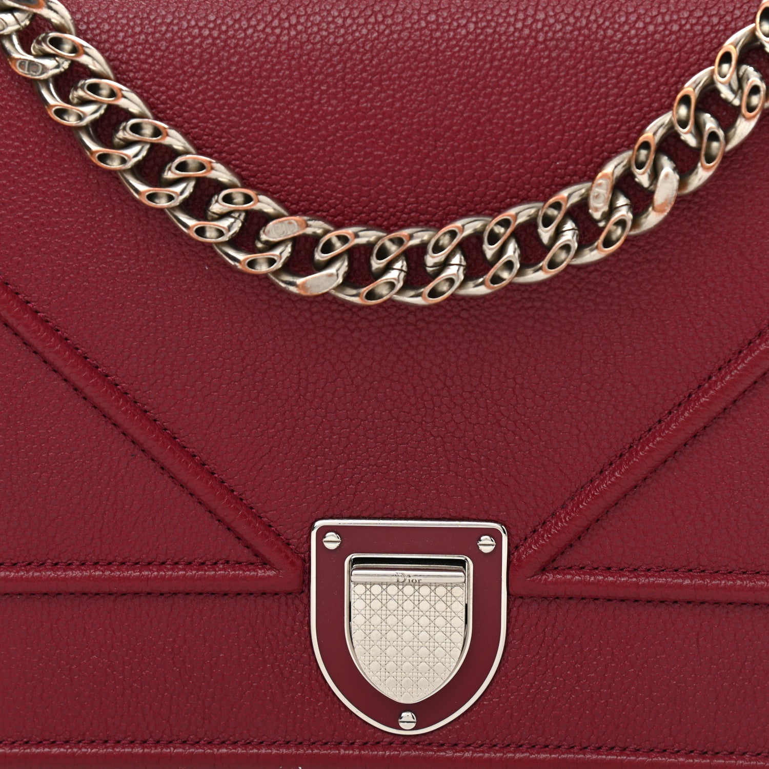 Christian Dior Grained Calfskin Medium Diorama Flap Bag Burgundy 8 of 11
