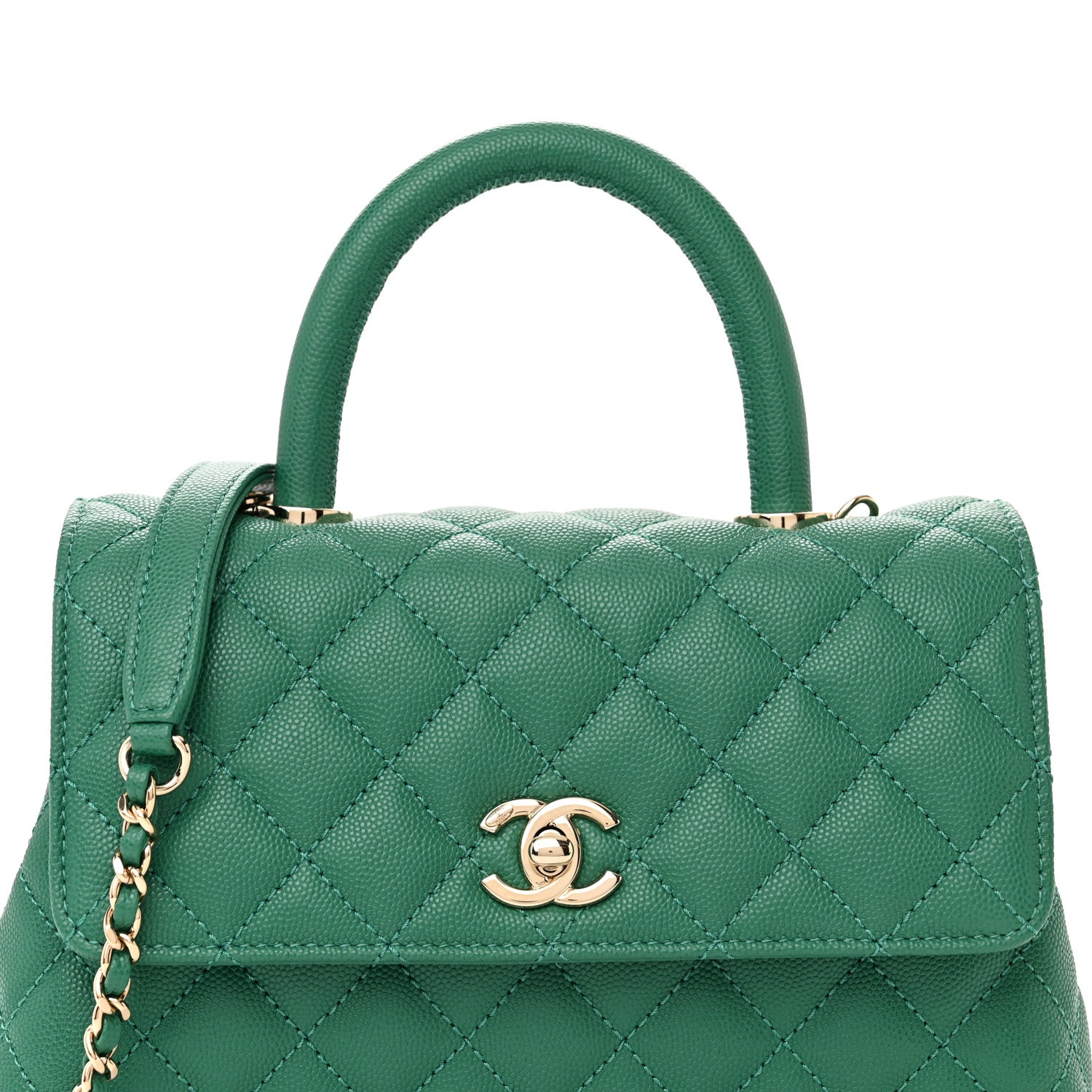 Chanel Caviar Quilted Mini Coco Handle Flap Green 8 of 11