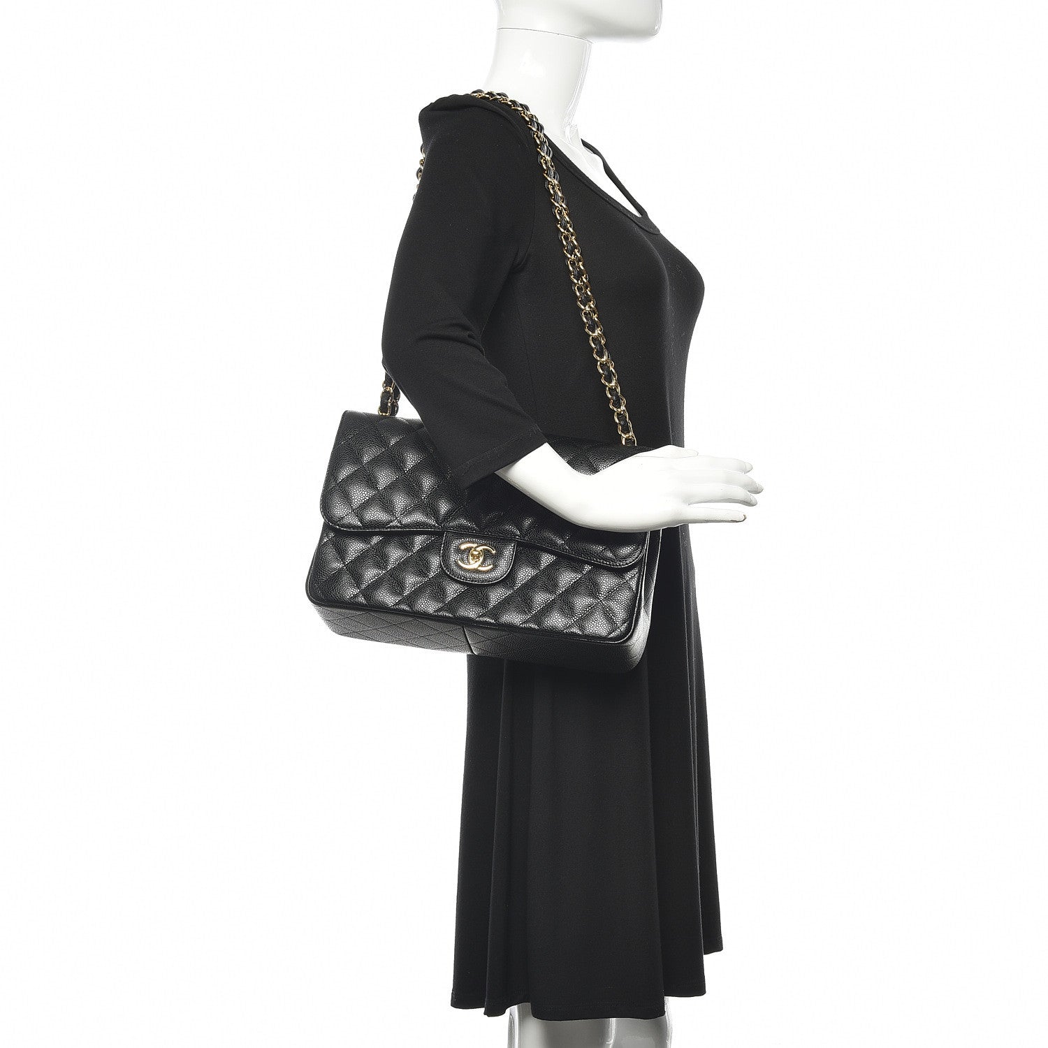 Chanel Caviar Quilted Jumbo Double Flap Black 2 of 11